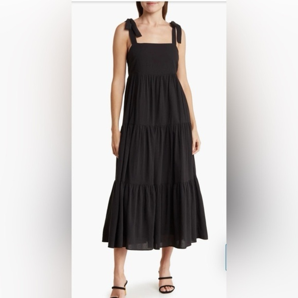 Madewell Tie Strap Tiered Midi Dress